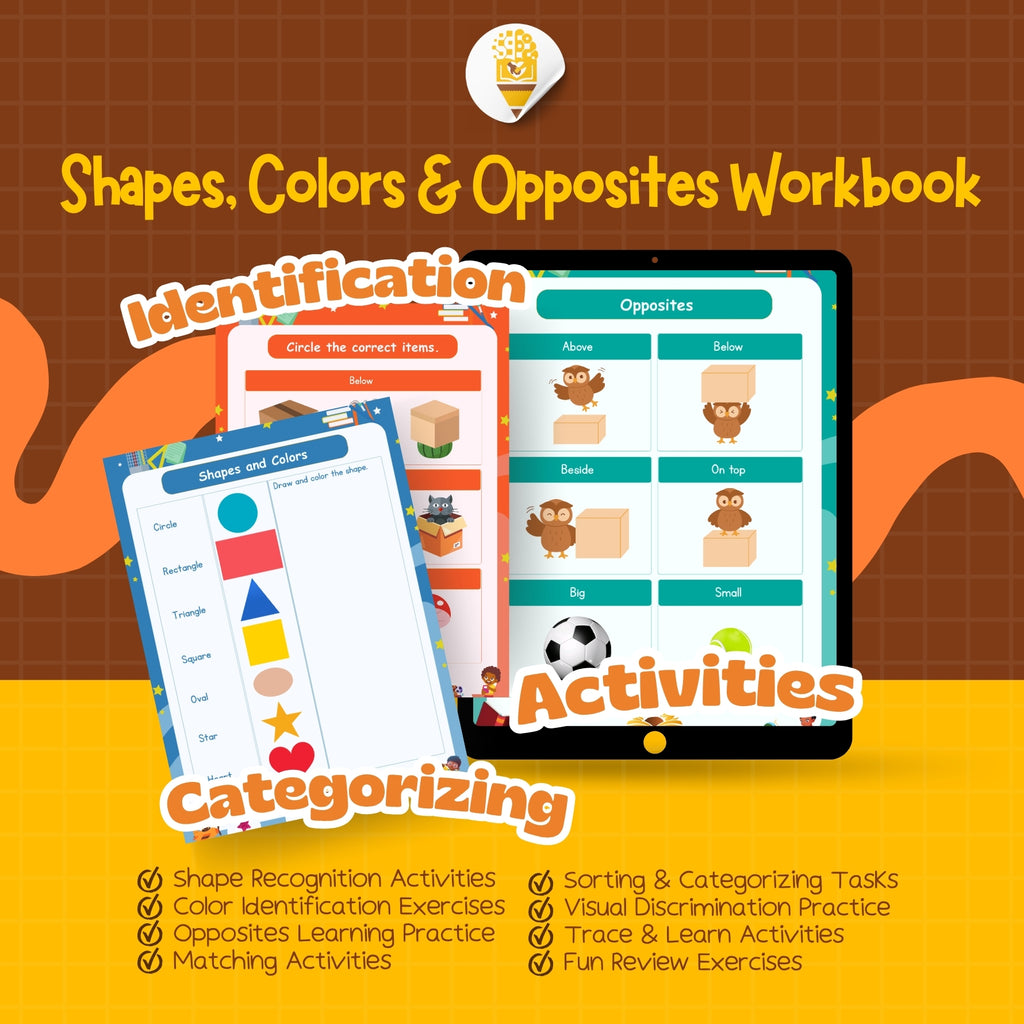 Shapes, Colors & Opposites Workbook (Ages 3–6)